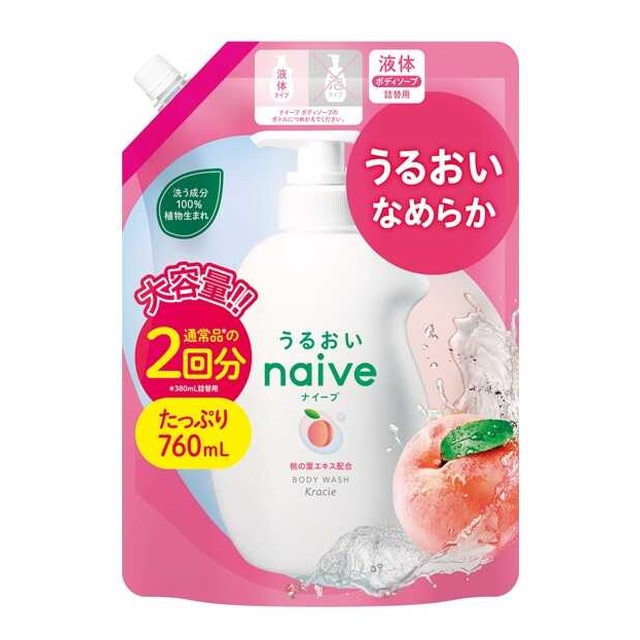 ナイーブ　ボディソープ　桃の葉エキス配合　大容量　詰替2回分 760ml