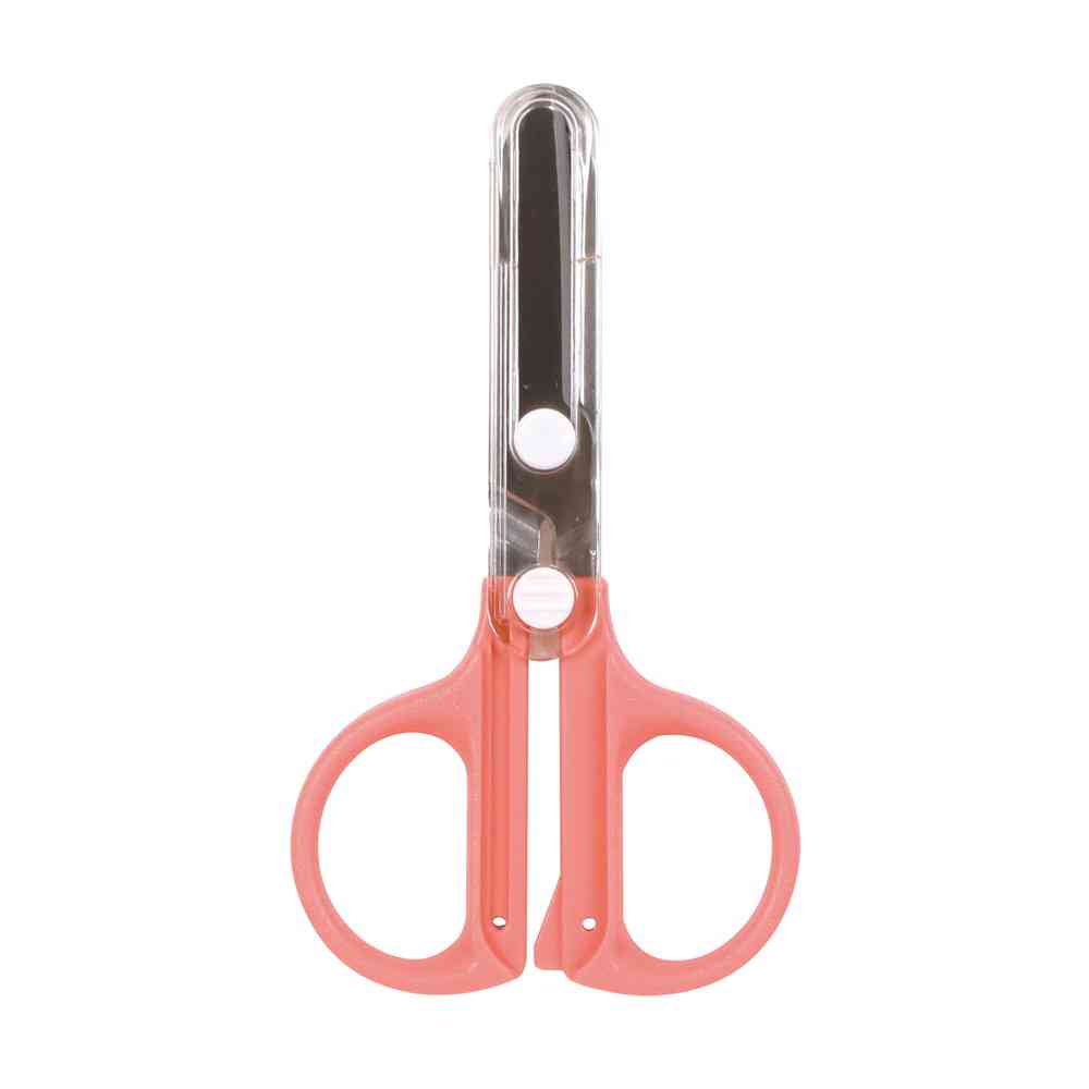 クツワ キャップ一体 コンパクトはさみ（コーラル）