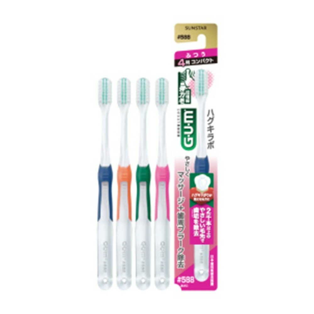 サンスター ガム・ハグキラボ デンタルブラシ #588 4列コンパクト・ふつう 1本○色の選択不可   [12個セット]