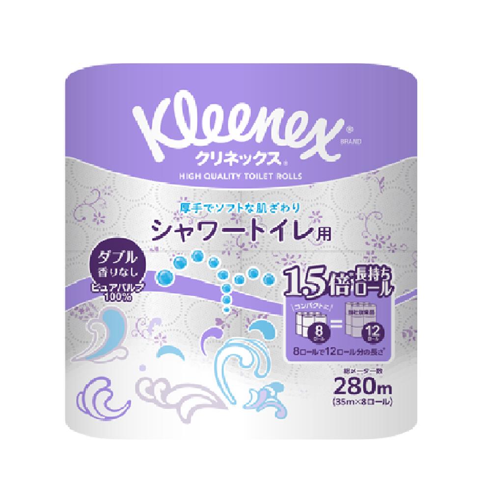 日本製紙 クレシア クリネックス 長持ちシャワートイレ用（ダブル）  8ロール   [8個セット]