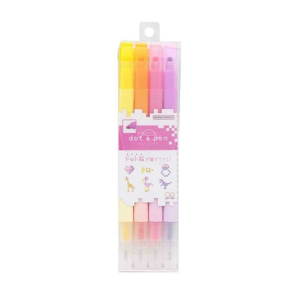 サンスター文具 四角マーカー dot e pen（ドット・エ・ペン） 4本セットA