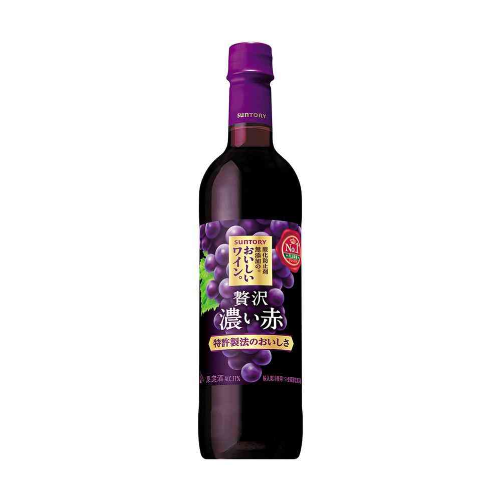 サントリー 酸化防止剤無添加のおいしいワイン。濃い赤 ペット720ml【12個セット】