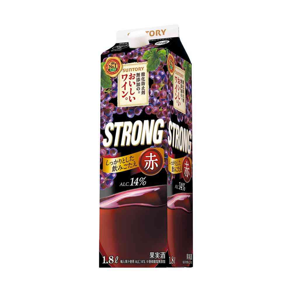 サントリー 酸化防止剤無添加のおいしいワイン。ストロング赤 紙パック1800ml【6個セット】