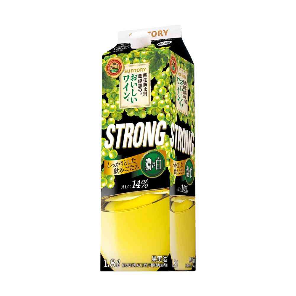 サントリー 酸化防止剤無添加のおいしいワイン。ストロング濃い白 紙パック1800ml【6個セット】