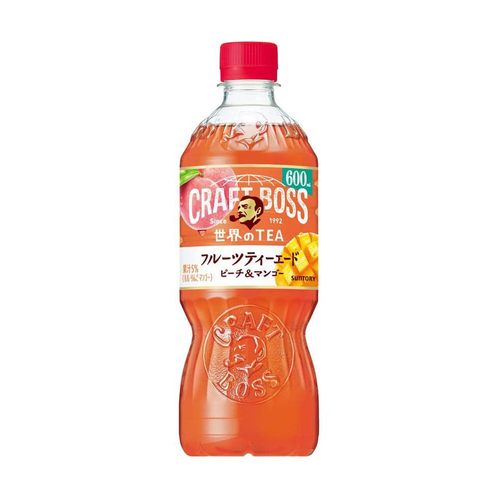 ◆サントリー クラフトボス ティー フルーツティーエード　ピーチ＆マンゴー 600ml [24個セット]