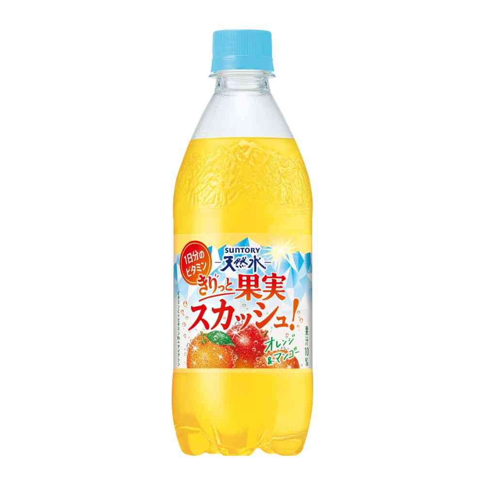 ◆サントリー 天然水 きりっと果実スカッシュ！オレンジ&マンゴー500ml【24個セット】