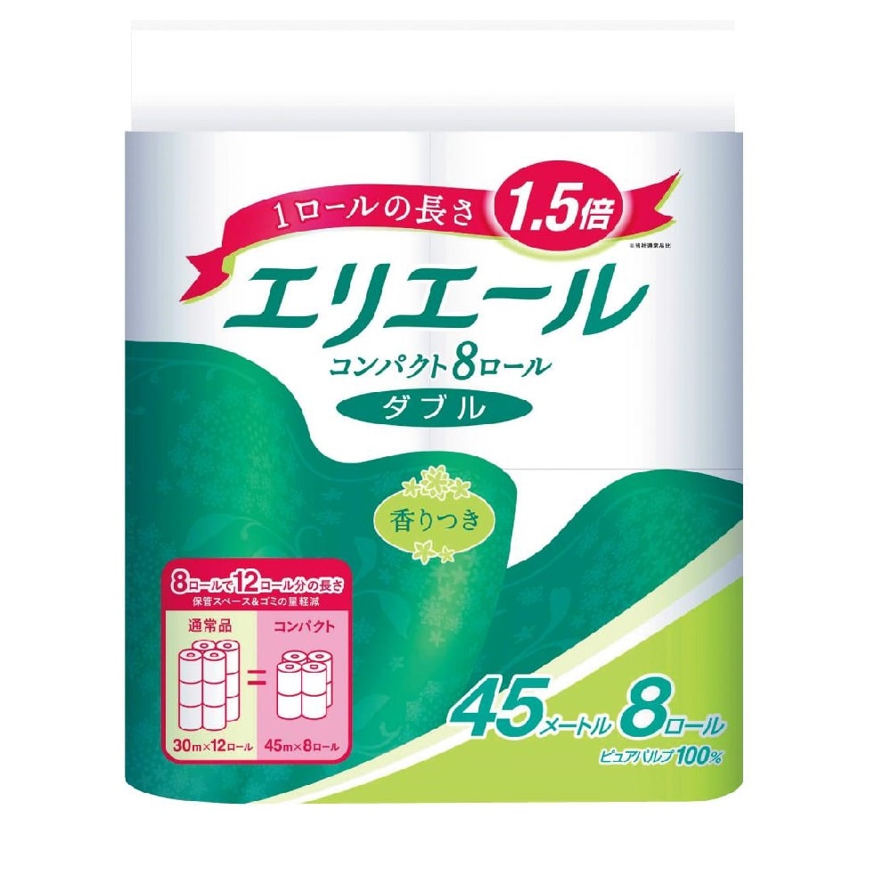 大王製紙 エリエールトイレット1.5倍巻 ダブル 8ロール[8個セット]