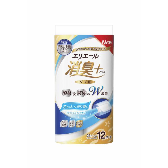 大王製紙 エリエール 消臭＋（プラス）トイレットティシュー ダブル フレッシュクリアの香り 12ロール【6個セット】