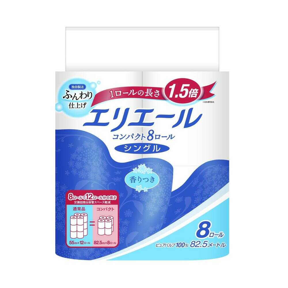 大王製紙 エリエールトイレットテイシューコンパクト シングル 8ロール   [8個セット]