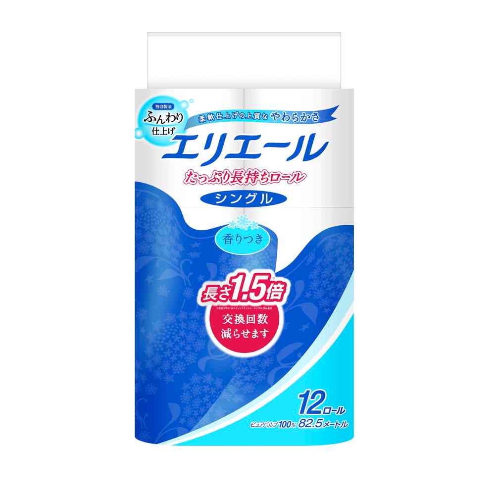 大王製紙 エリエール トイレットティシュー 長持ち シングル 12ロール [6個セット]