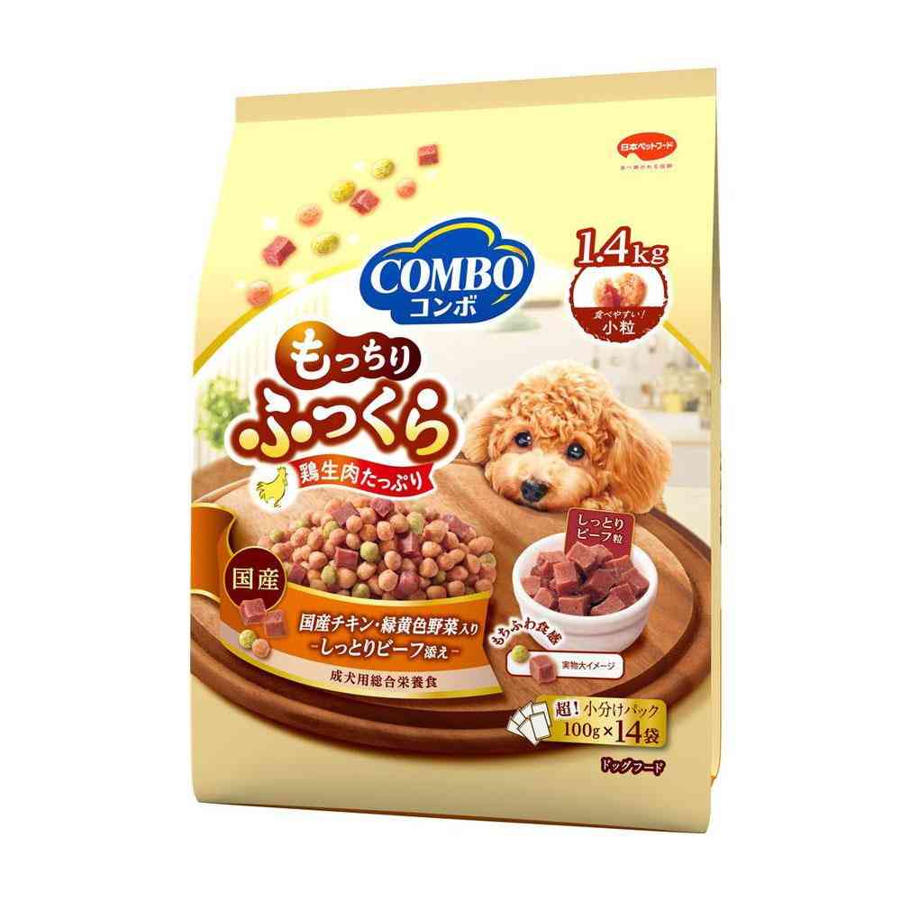 日本ペットフード コンボ ドッグ もっちりふっくら 国産チキン・しっとりビーフ添え 1.4kg（100g×14袋）