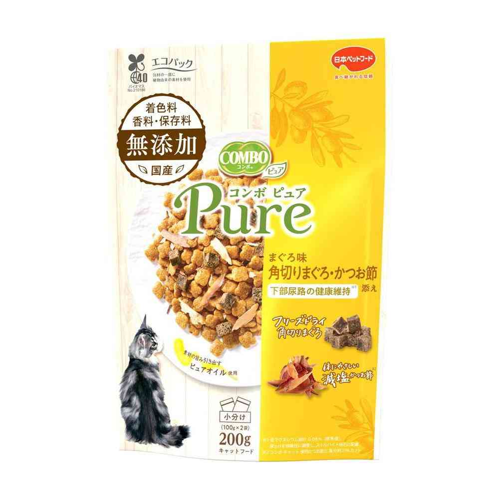 日本ペットフード コンボ ピュア キャット まぐろ味・角切りまぐろ・かつお節添え 200g（100g×2袋）