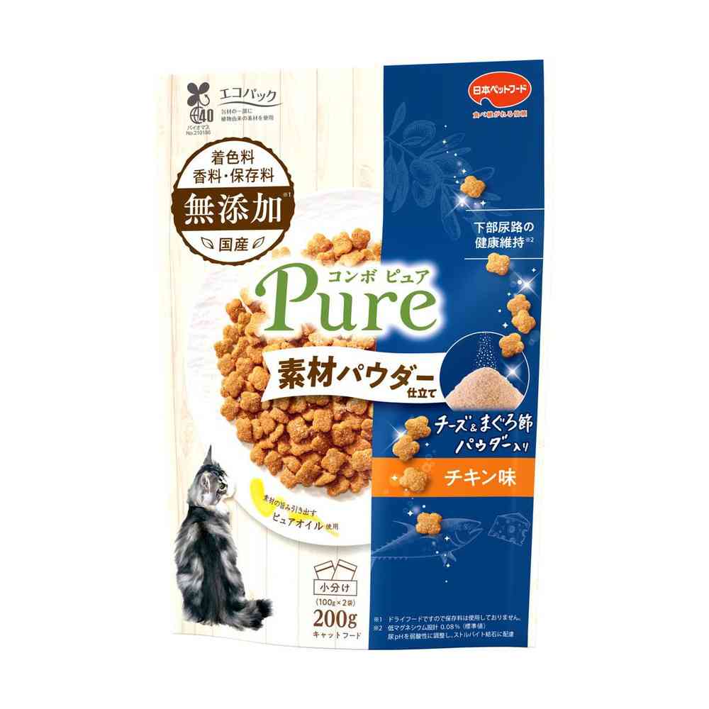 日本ペットフード コンボピュア キャット チキン味・チーズ＆まぐろ節パウダー仕立て 100g×2袋