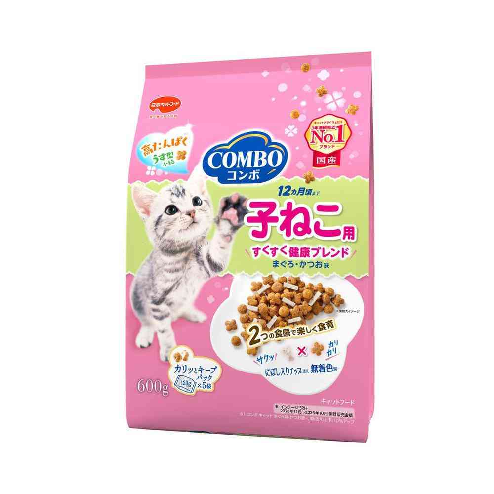 日本ペットフード コンボ キャット 子ねこ用 まぐろ・かつお味 にぼし入りチップ 600g（120gx5）