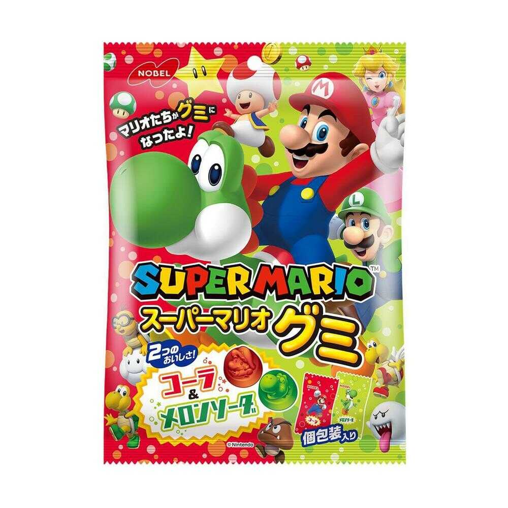 ◆ノーベル スーパーマリオグミ コーラ＆メロンソーダ 85g   [12個セット]