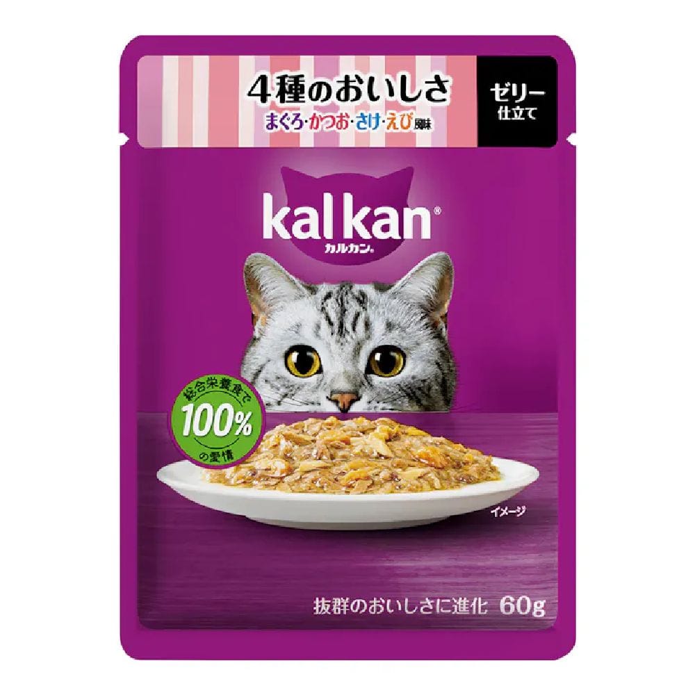 マース カルカンパウチ 4種のおいしさ鮪かつおさけえび風味 60g