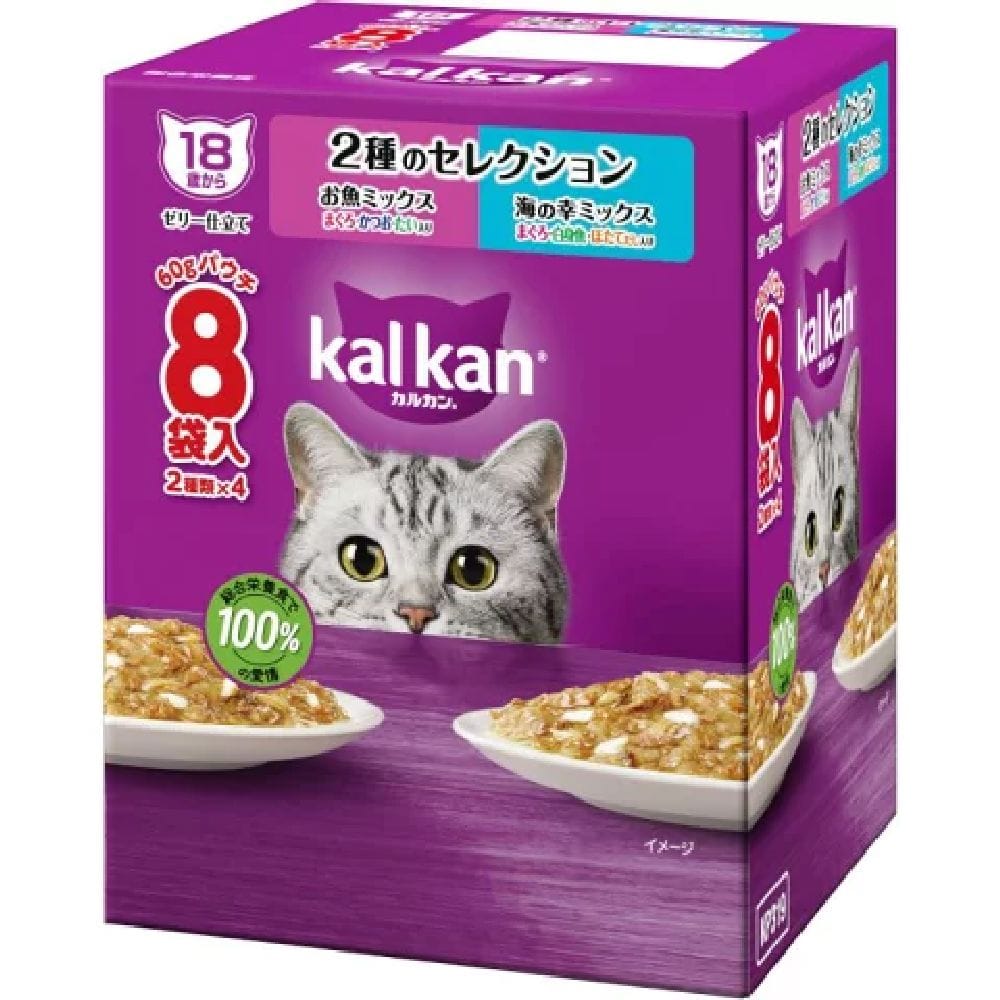 マース カルカンパウチ18歳から2種のセレクション 鮪鰹鯛／海の幸M鮪白身魚ほたて 60g×8