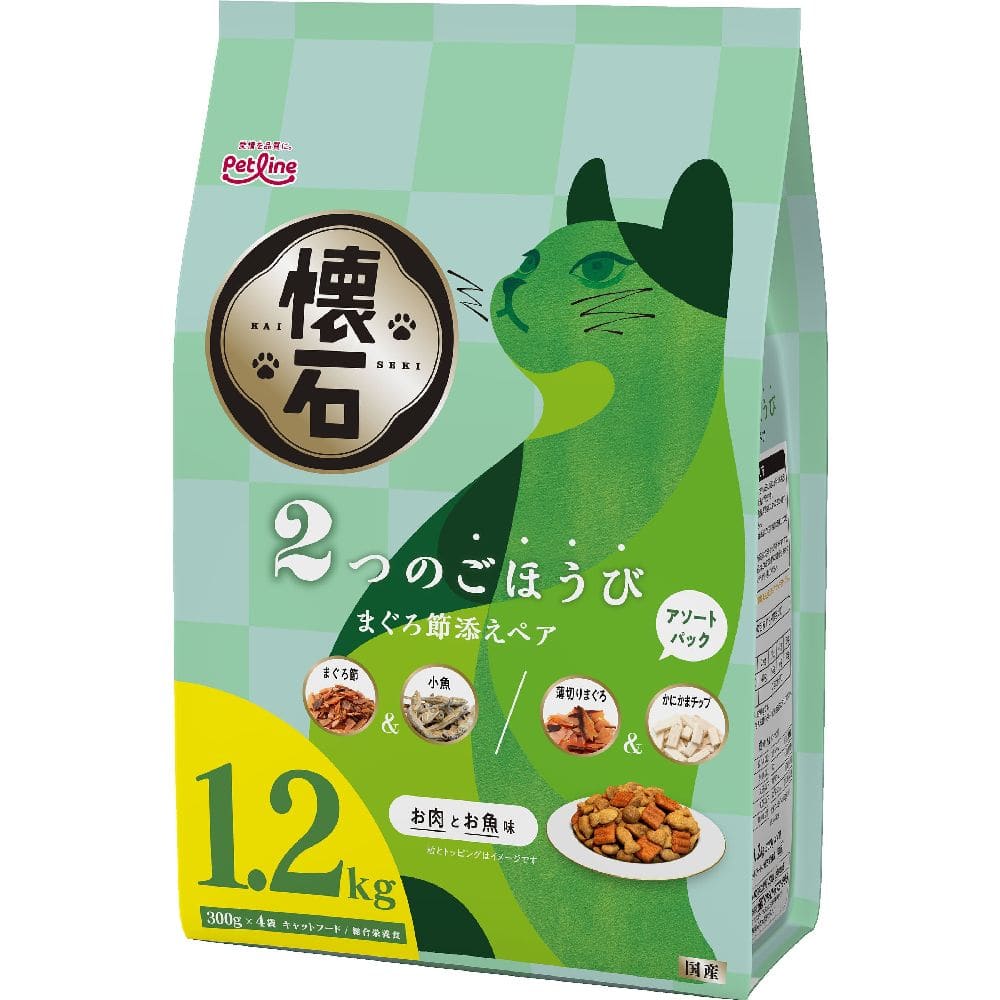 ペットライン 懐石2つのごほうび まぐろ節添えペア 1.2kg