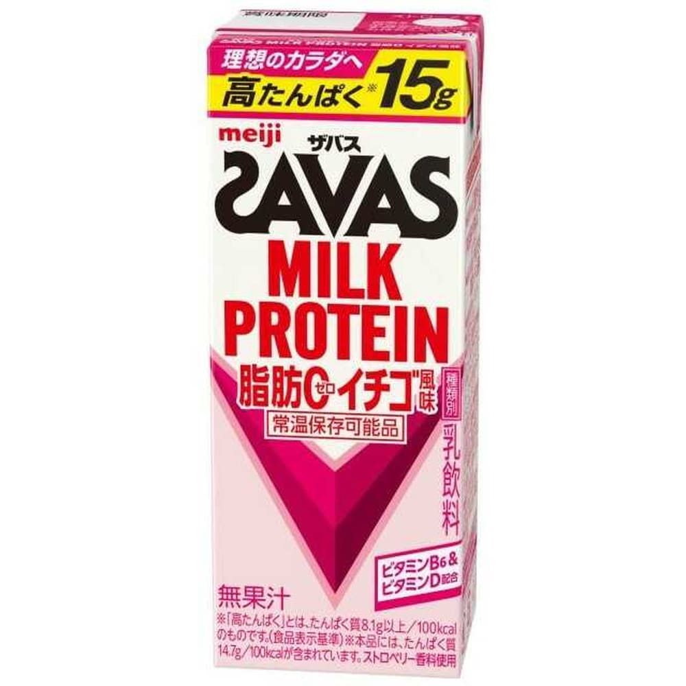 ◆明治 ザバス MILK PROTEIN 脂肪0 イチゴ 200ml   [48個セット]