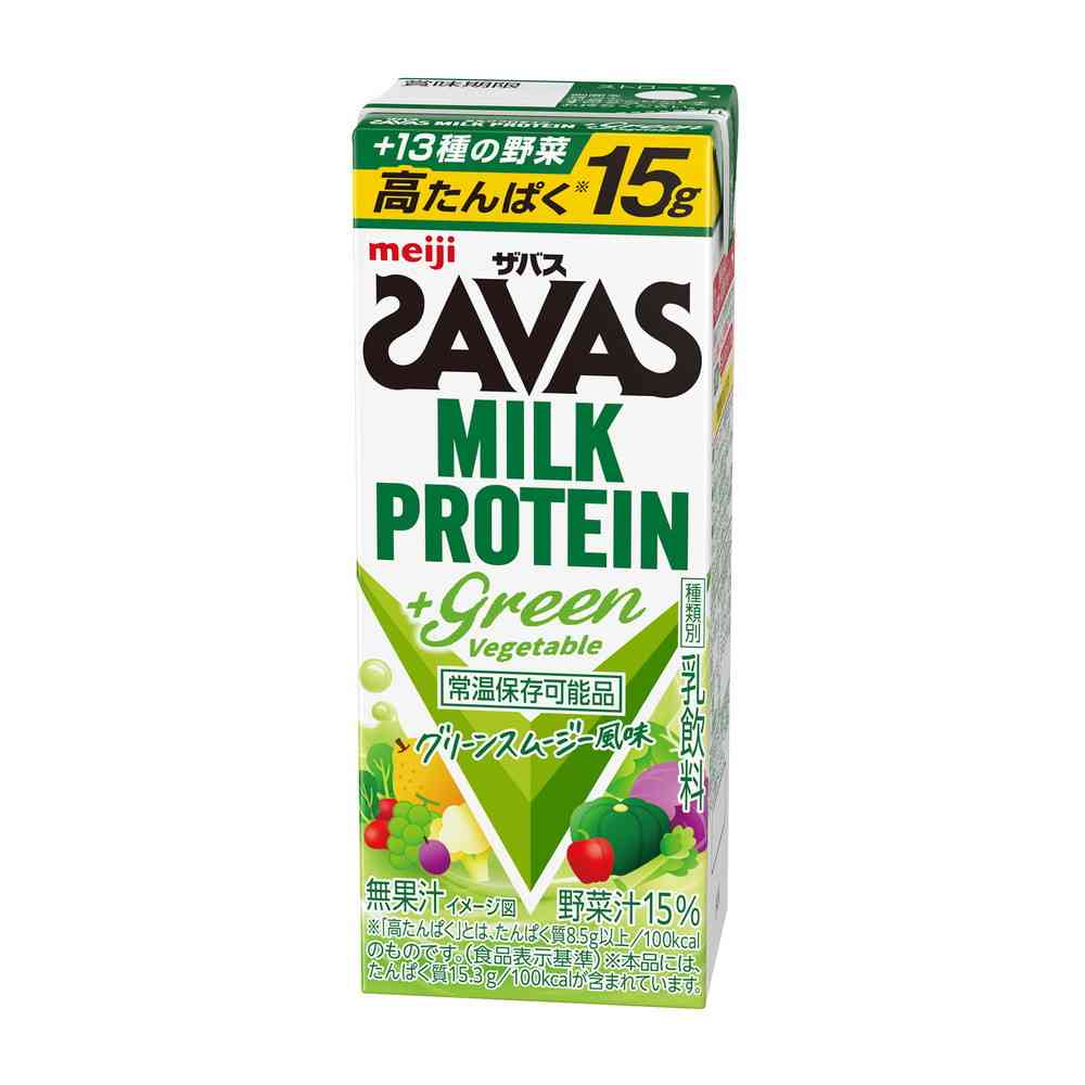 ◆明治 ザバス MILK PROTEIN +Green Vegetable 200ml    [24個セット]