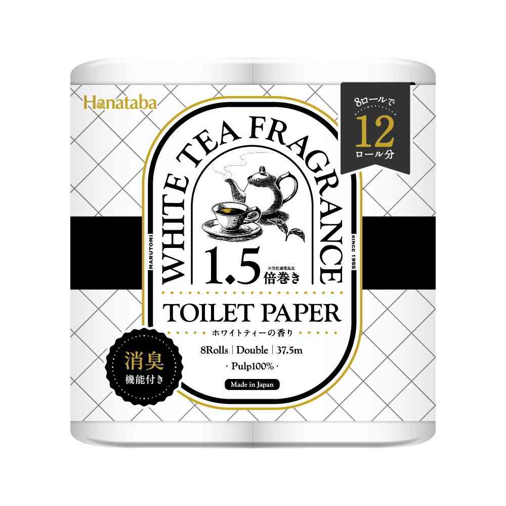 丸富製紙 Hanataba 1.5倍巻き ホワイトティーの香り 37.5m×8ロール [8個セット]