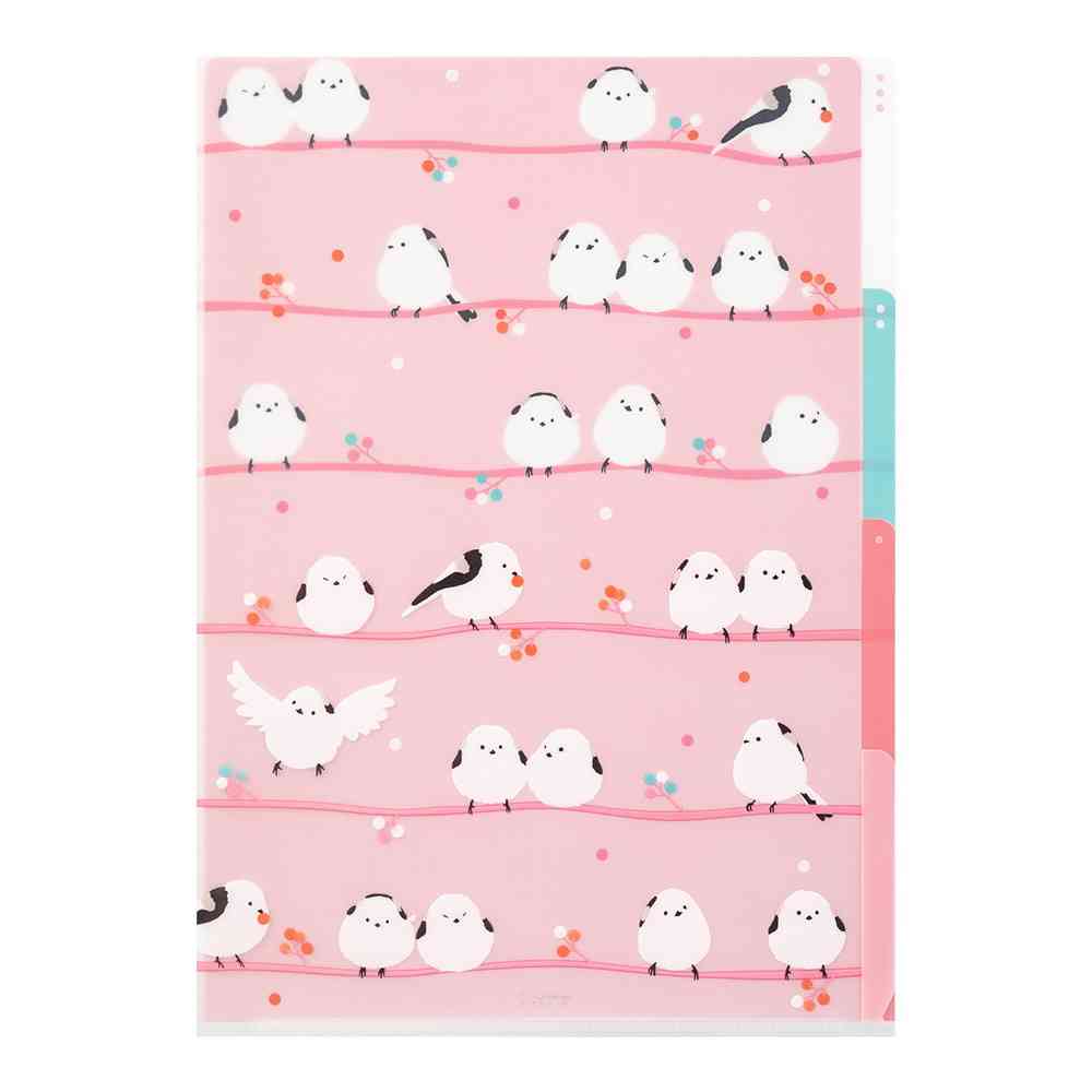 ミドリ 3ポケットクリアホルダー＜A4＞ シマエナガ柄 1個