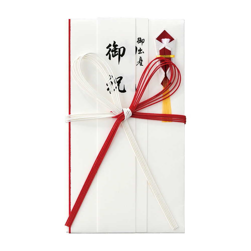 マルアイ コットン祝金封赤白5本花結び 短冊3枚 1枚