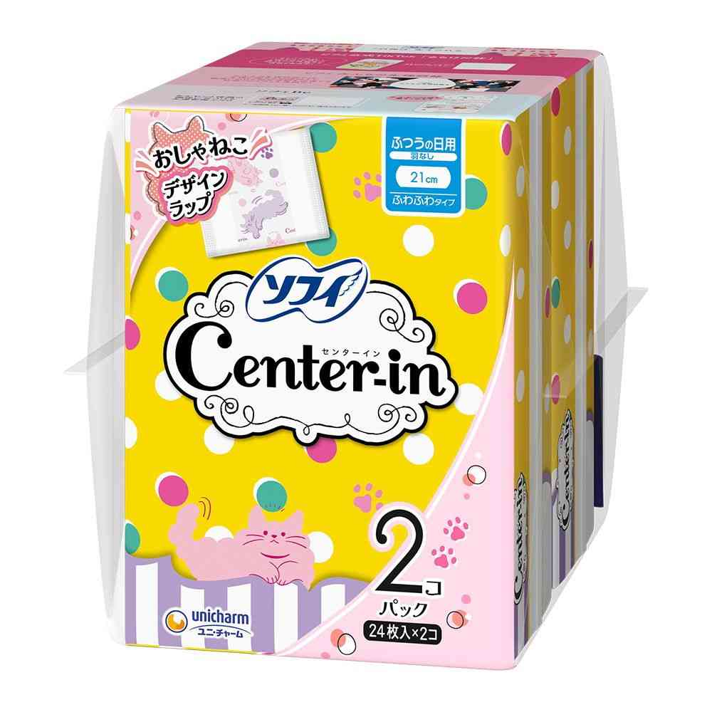 [医薬部外品]ユニ・チャーム  センターイン ふわふわタイプ ふつうの日 羽なし 24枚×2
