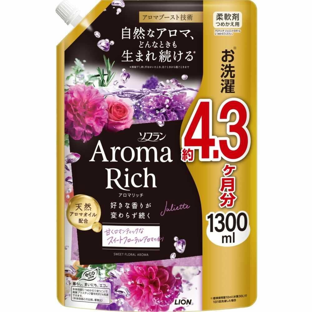 ライオン ソフラン アロマリッチ ジュリエット 詰め替え ウルトラジャンボ 1300ml   [6個セット]