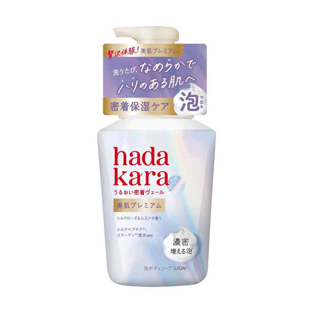 ライオン hadakara 美肌プレミアム 泡ボディソープ シルクローズ＆ムスクの香り 本体 500ml