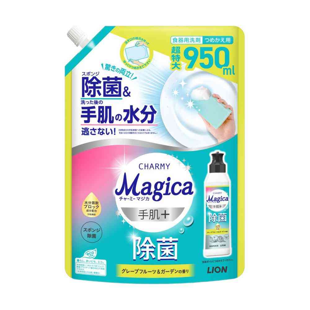 ライオン CHARMY Magica 手肌プラス グレープフルーツ＆ガーデンの香り つめかえ 超特大 950ml   [6個セット]