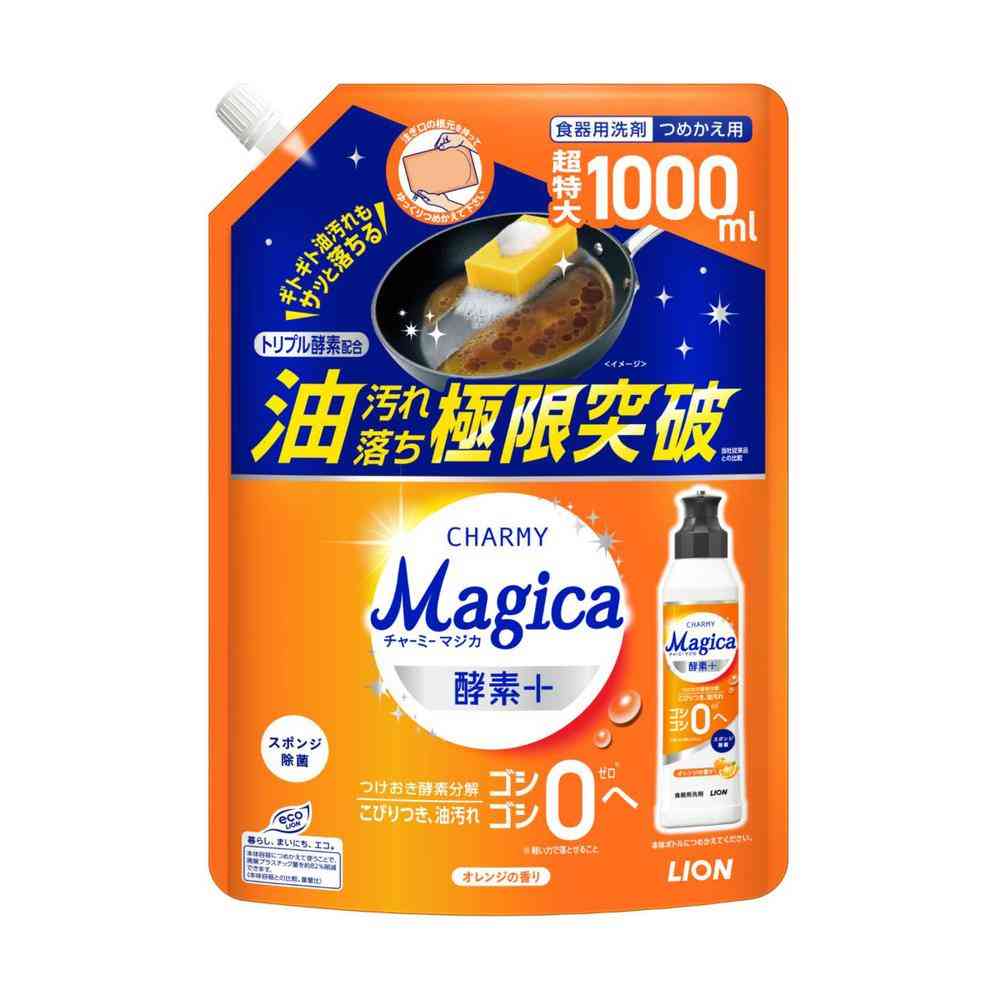 ライオン CHARMY Magica 酵素プラス オレンジの香り つめかえ 超特大 1000ml   [6個セット]