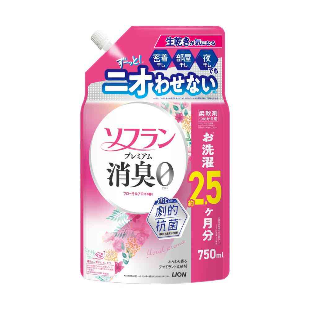 ライオン ソフラン プレミアム消臭 柔軟剤 フローラルアロマの香り つめかえ 750ml   [12個セット]
