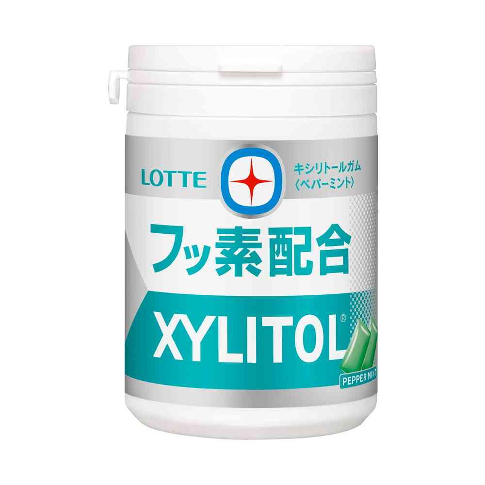 ◆ロッテ キシリトールガム+フッ素 ＜ペパーミント＞ スリムボトル 125g   [6個セット]