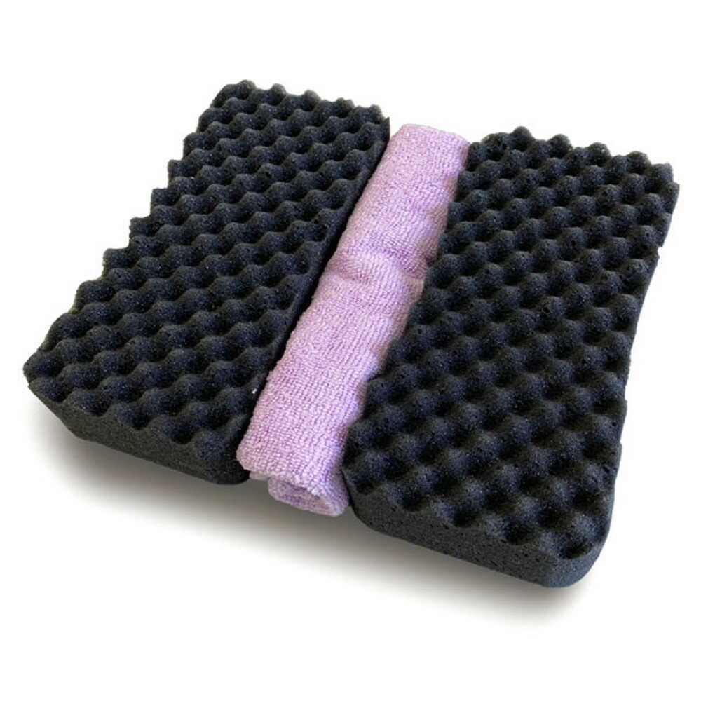 ワコ- 車がっつり洗車セット E049 波型スポンジ2個、マイクロファイバークロス１枚入