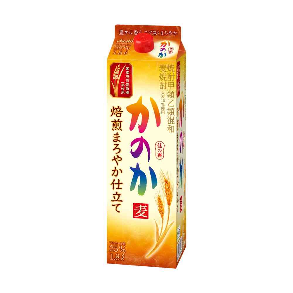 アサヒ 麦焼酎 かのか 焙煎まろやか仕立て 25度 紙パック1800ml【12個セット】