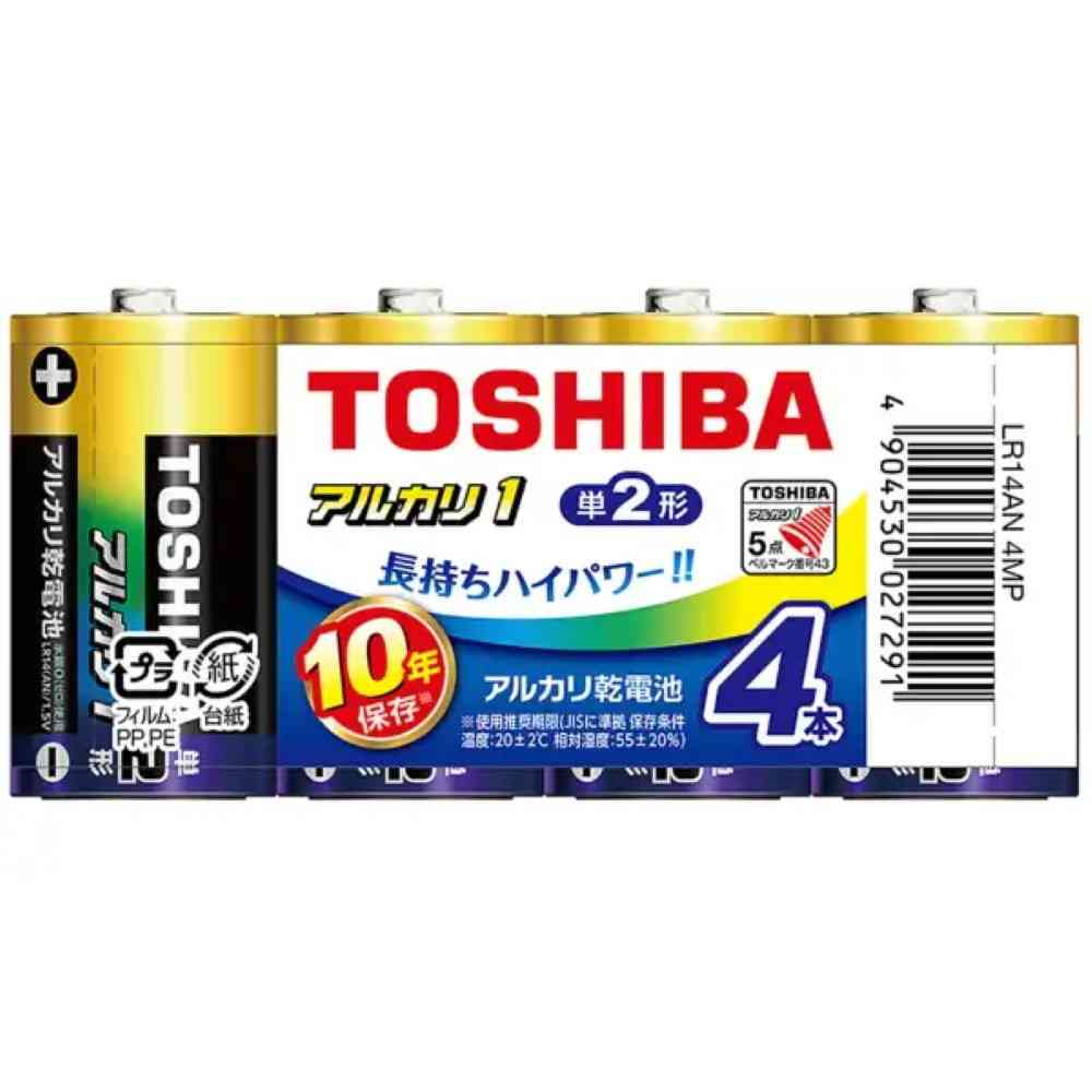 トウシバ　ＴＯＳＨＩＢＡ　アルカリ１　単２形４Ｐ　LR14AN4MP