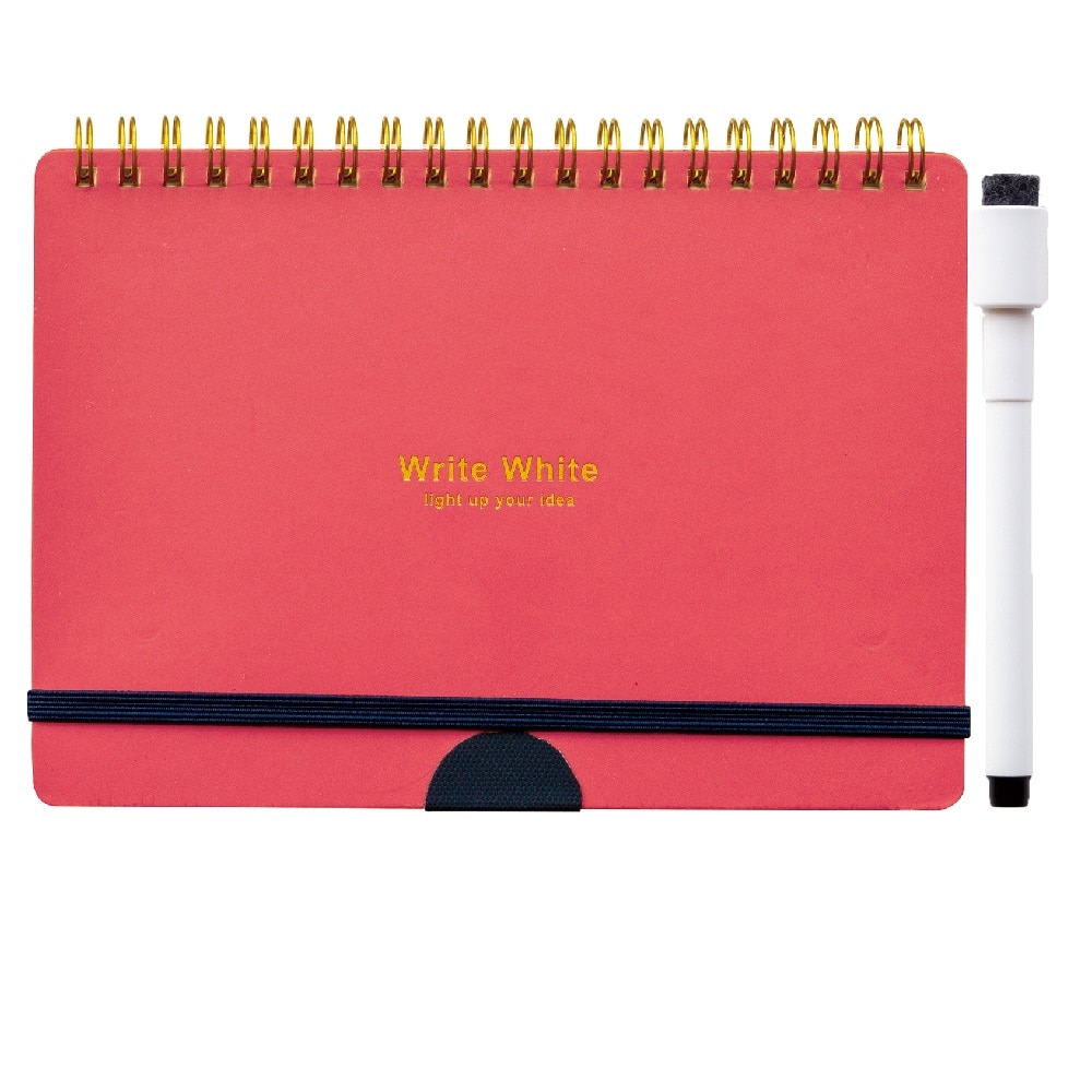 Write White ホワイトボードノートB6（RE） 8ページ、各ページの間に透明PPシート（4枚）