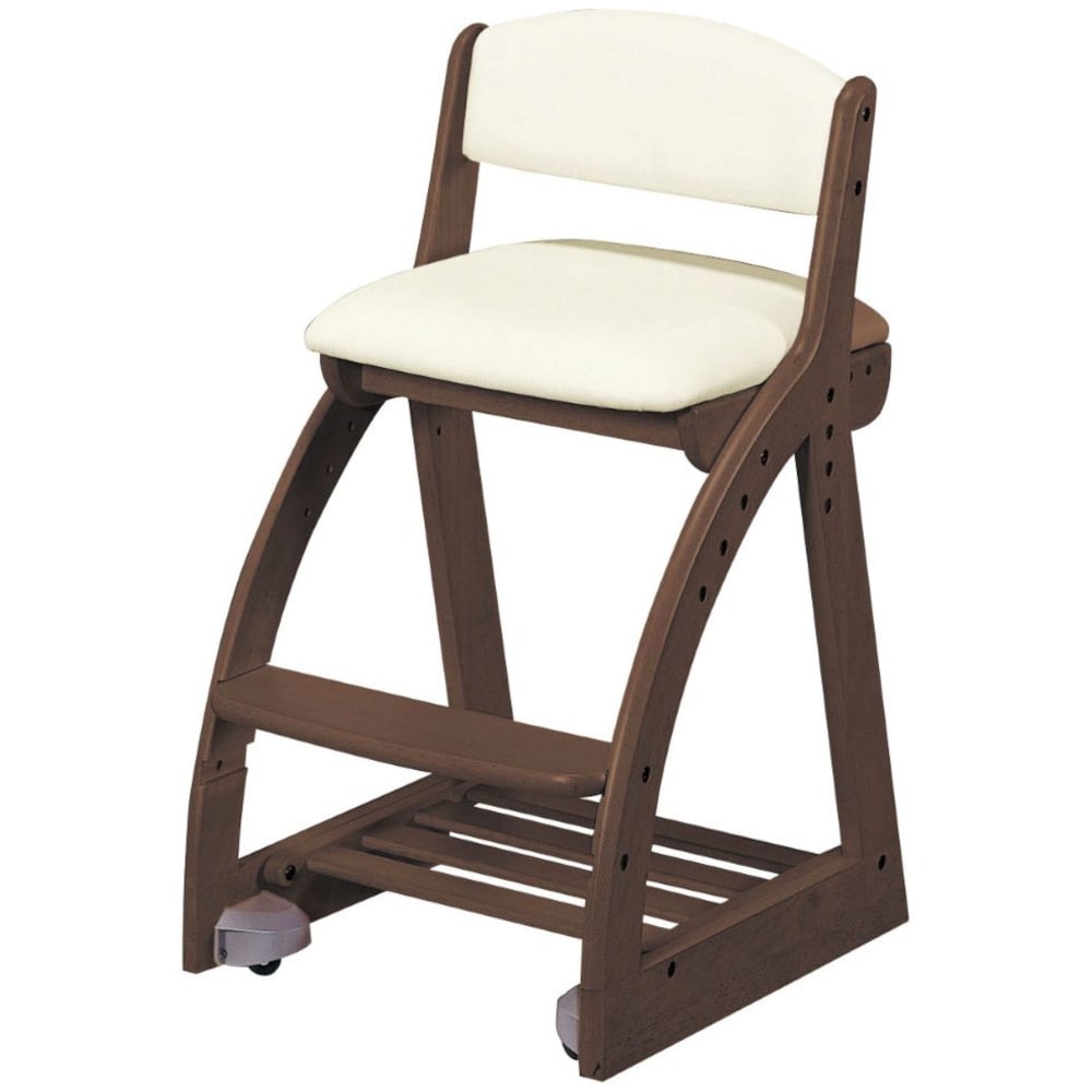 4ステップチェア 木製チェア ウォルナット×アイボリー PVC メーカー直送 ▼返品・キャンセル不可【他商品との同時購入不可】