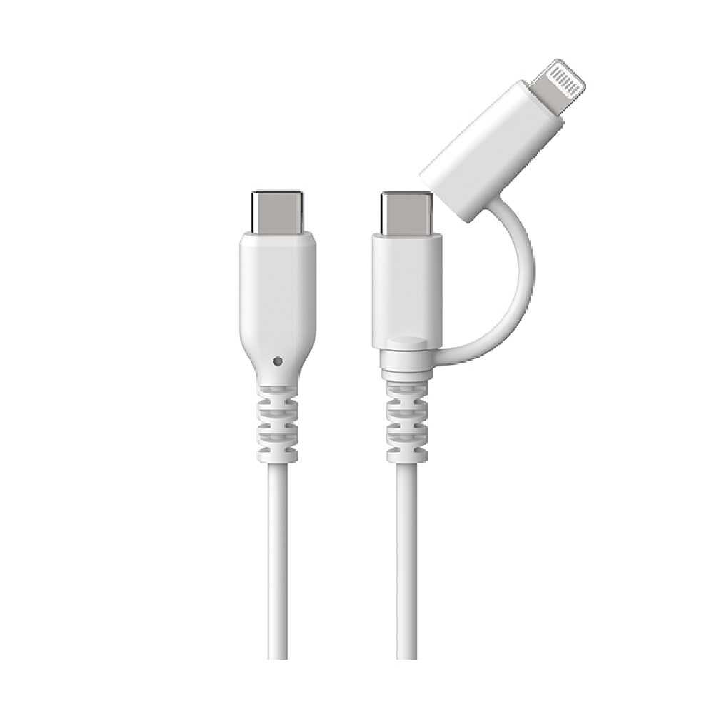 カシムラ LN変換コネクタ付 C-Cケーブル 1.2m WH AJ676