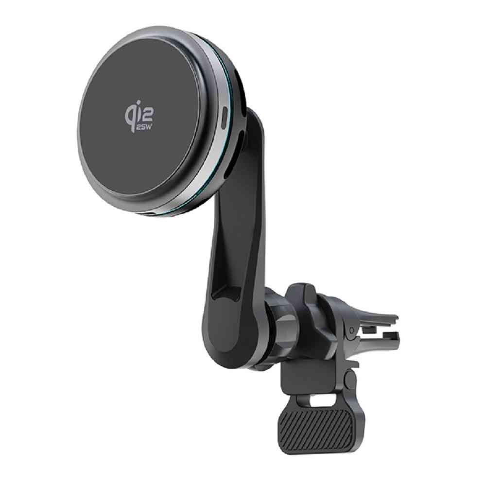 カシムラ Qi2／25Wマグネットワイヤレス充電器 冷却機能 充電ON／OFF機能 ロングアーム エアコン取り付け KW62
