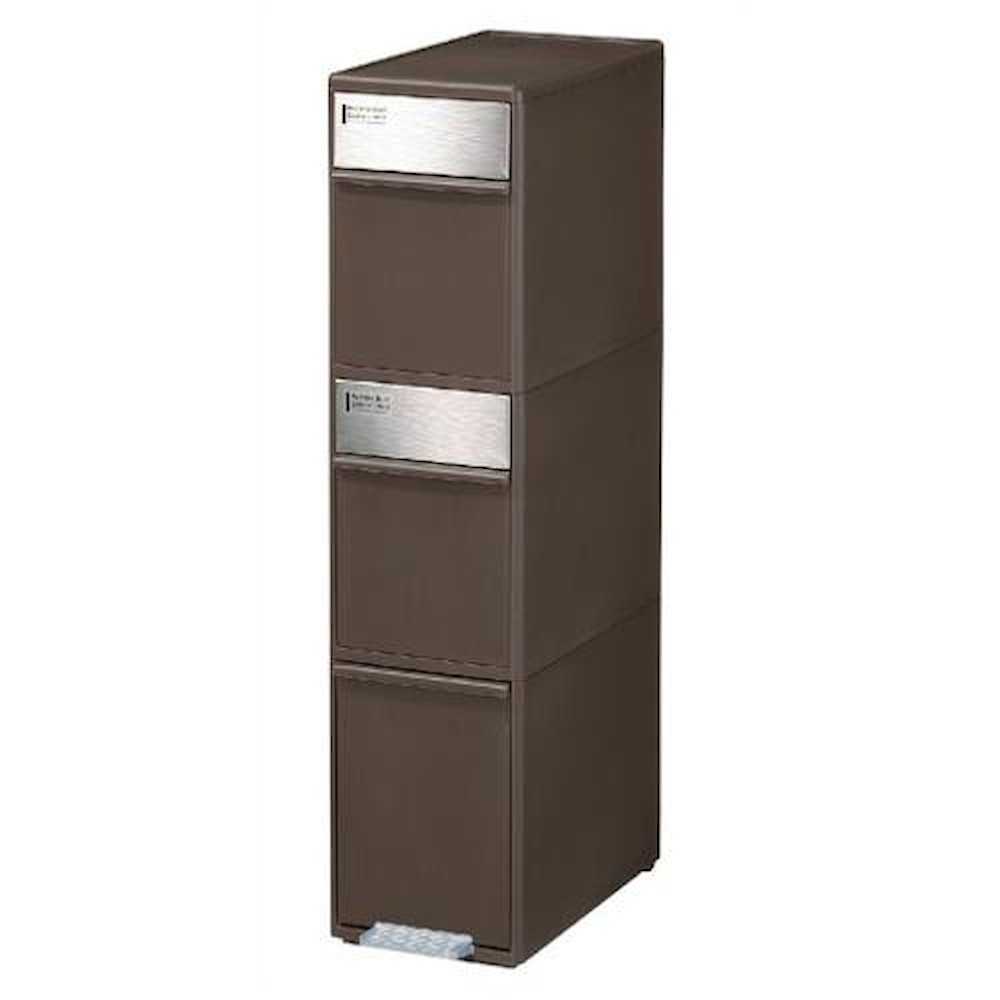 分別スイングステーション ワイド3段 ダークブラウン メーカー直送 ▼返品・キャンセル不可【他商品との同時購入不可】