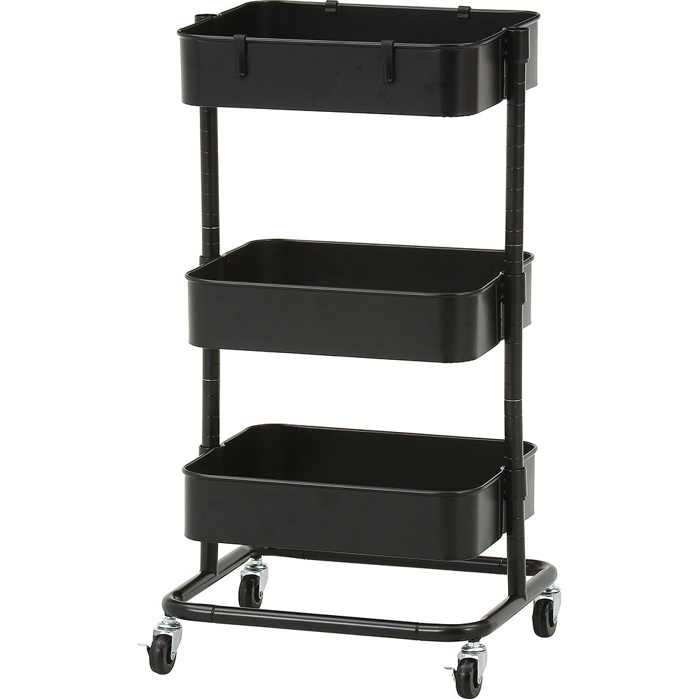 高さが調整できるワゴン マルシェ ブラック 45068 メーカー直送 ▼返品・キャンセル不可【他商品との同時購入不可】