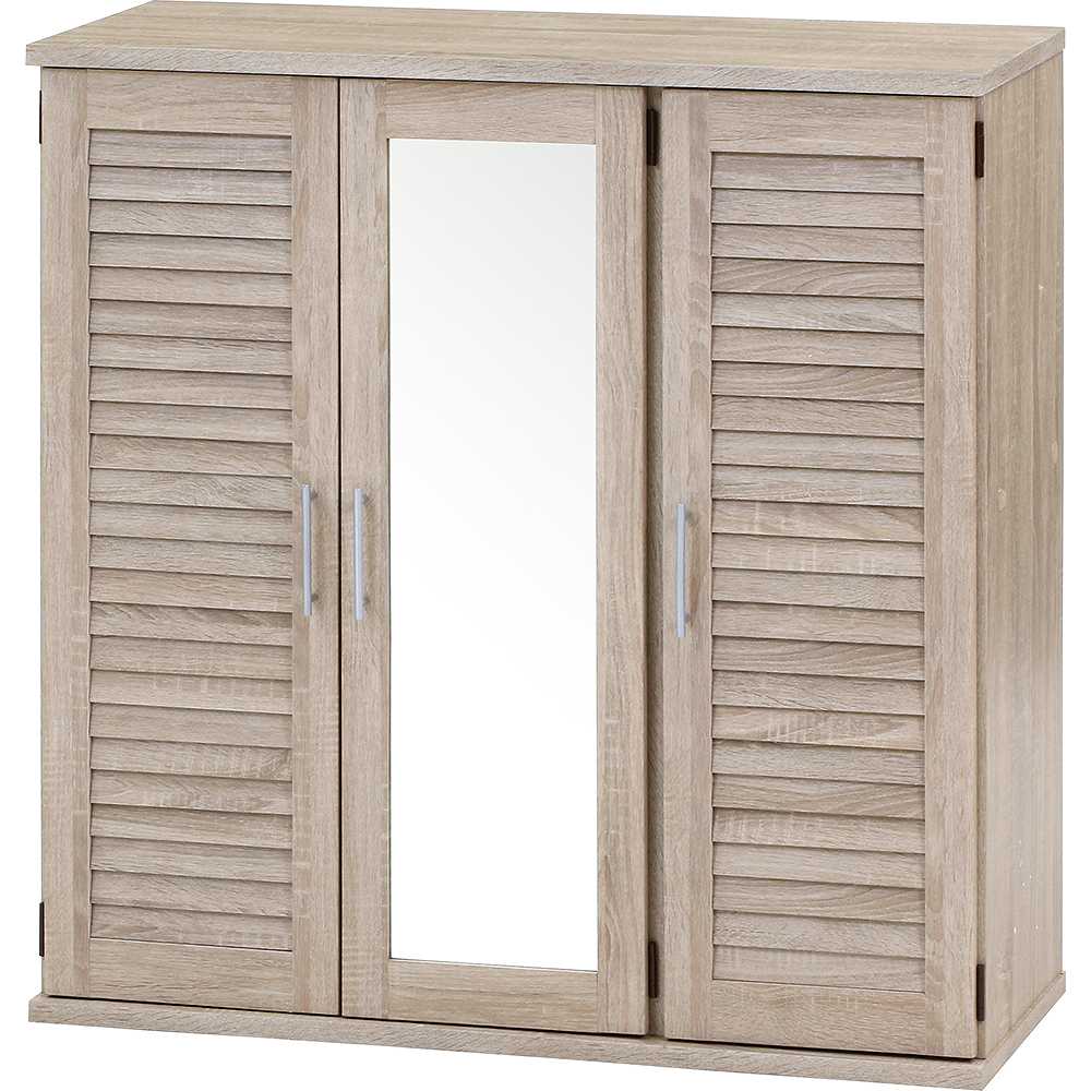 ルーバー＆ミラー付きシューズボックス90幅 ホワイト 86193 メーカー直送 ▼返品・キャンセル不可[他商品との同時購入不可]