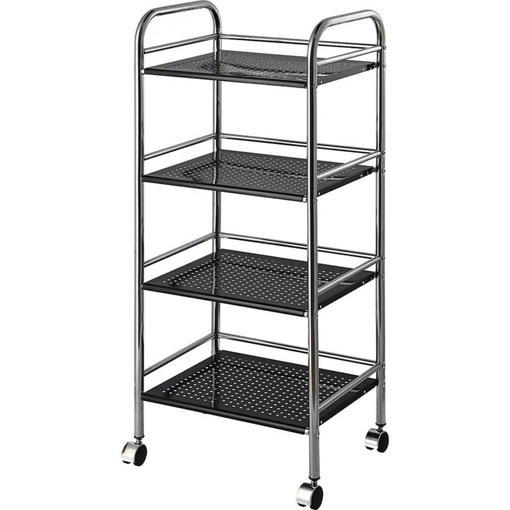 マルチワゴン4段 BK／CR 93398 メーカー直送 ▼返品・キャンセル不可【他商品との同時購入不可】