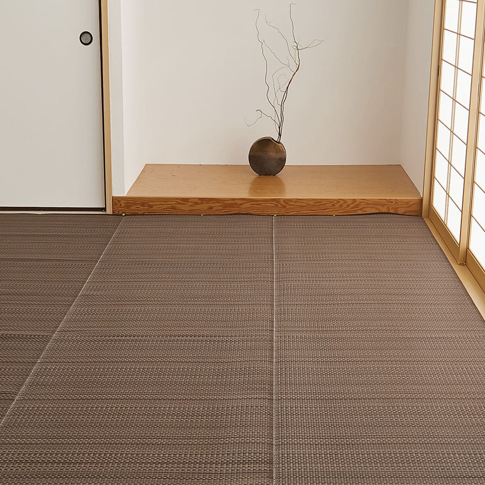 洗えるい草風カーペット ライアン 江戸間10畳 ブラウン メーカー直送 ▼返品・キャンセル不可【他商品との同時購入不可】