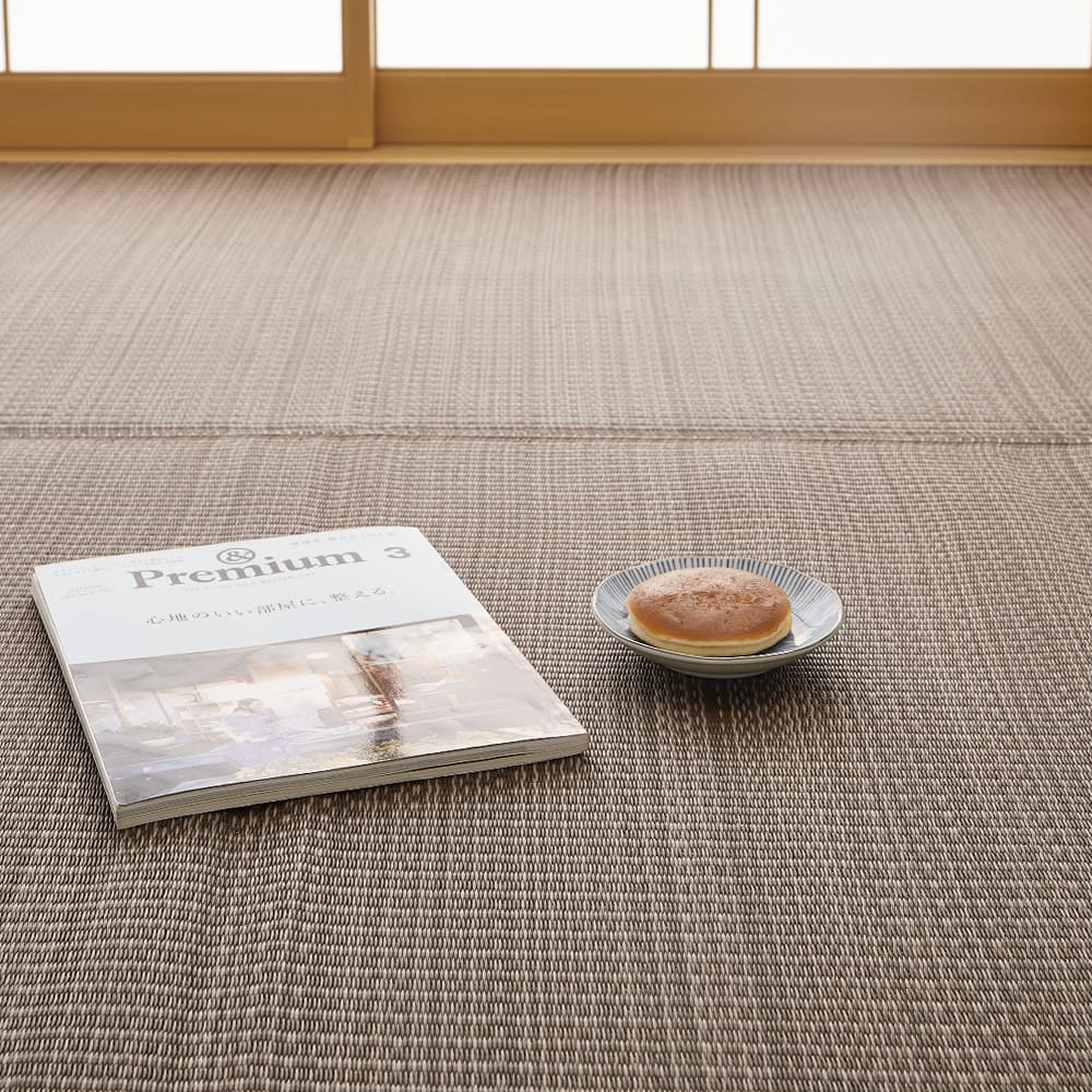 洗えるい草風カーペット ライアン 江戸間15畳 ブラウン メーカー直送 ▼返品・キャンセル不可【他商品との同時購入不可】