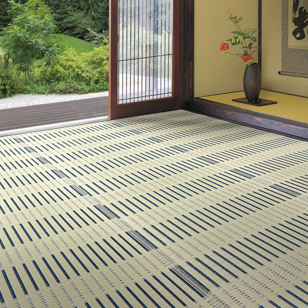 掛川織 い草カーペット 津弥（つや） 江戸間4.5畳 ブルー メーカー直送 ▼返品・キャンセル不可【他商品との同時購入不可】