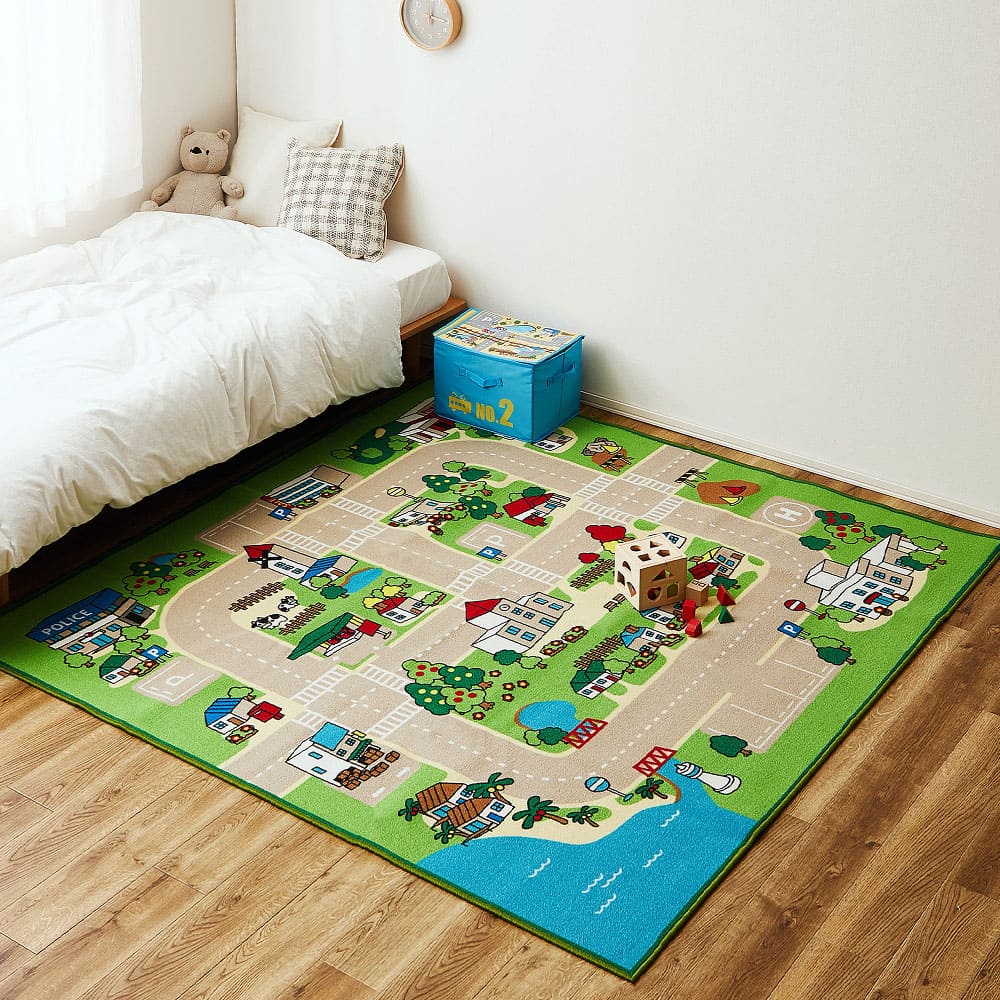 キッズラグ ロードマップ2 【L】 約200×200cm メーカー直送 ▼返品・キャンセル不可【他商品との同時購入不可】