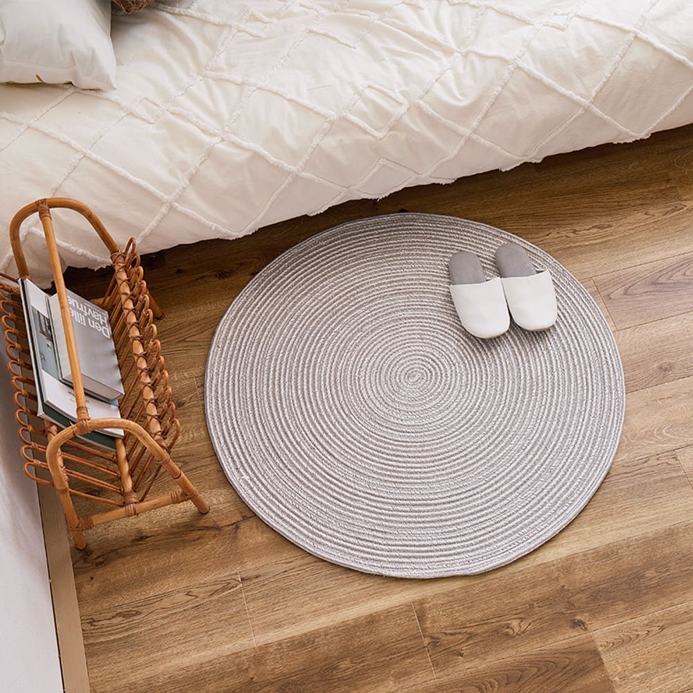 綿100％の編み込みラグ ブレイド GY/WH 90R メーカー直送 ▼返品・キャンセル不可【他商品との同時購入不可】